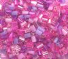 50g 5x4x2mm Pink Multi Mix Tile Beads